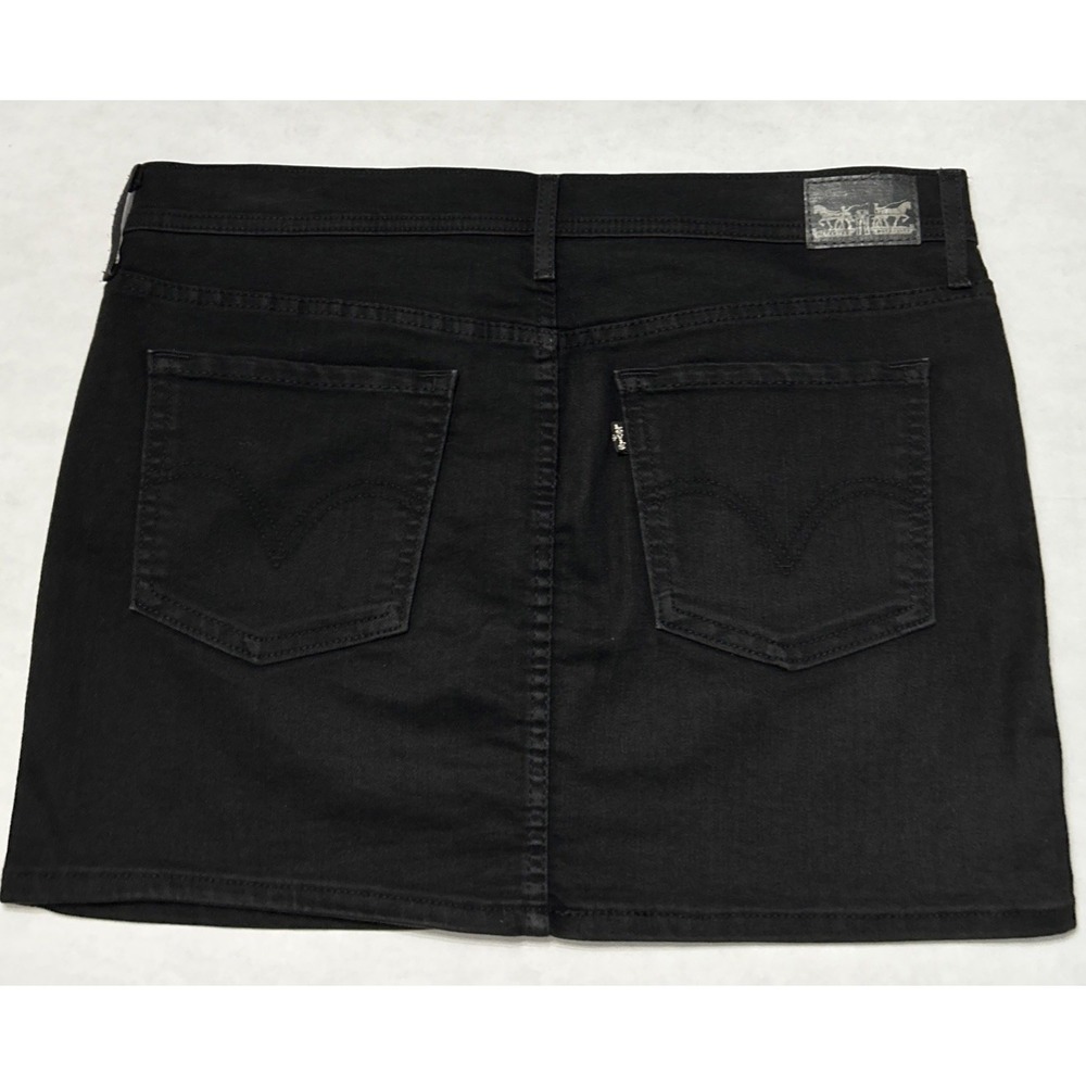 Levi's Women's Mini Icon Jean Skirt Black Tab Sz 9‎ EC 34" Waist  Stretch - Picture 4 of 10